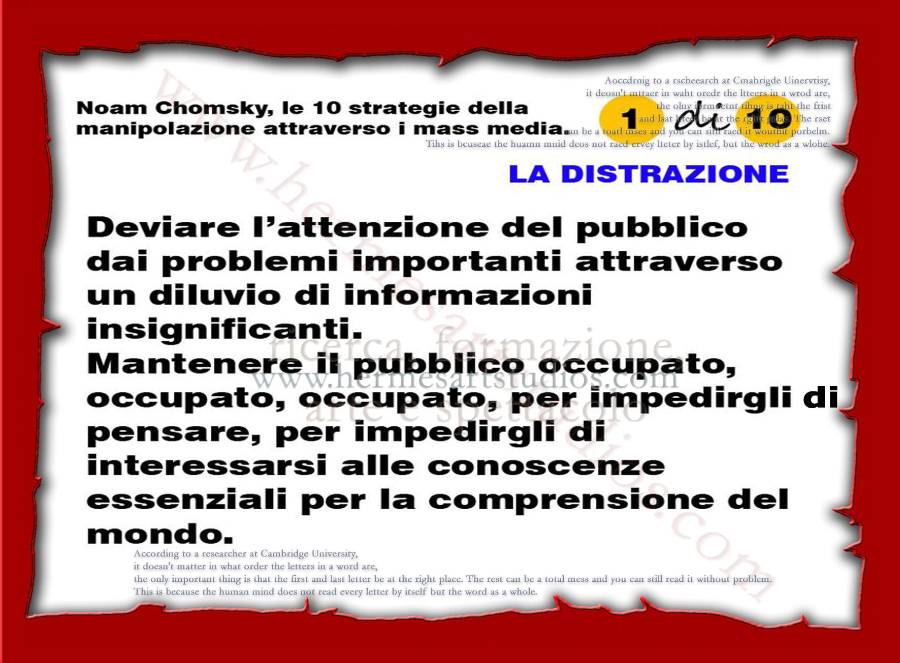 Noam Chomsky, “le 10 strategie di manipolazione attraverso i media”